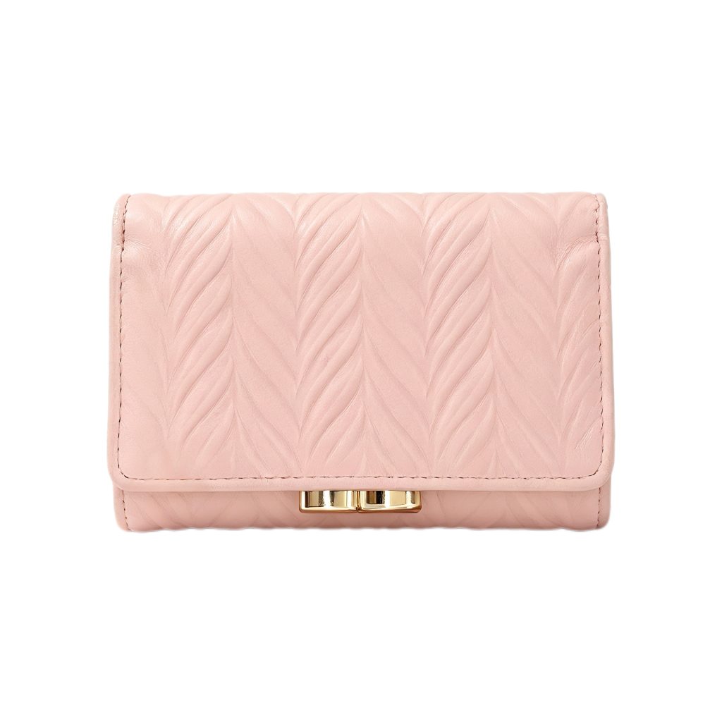 Leaf Embossed Genuine Leather Mini Wallet