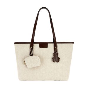 Herringbone Texture Tote Bag With Mini Pouch