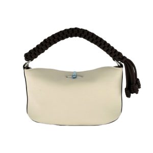Braided Handle Genuine Leather Shoulder Bag