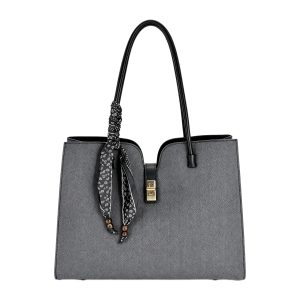 Fabric Print Large Shoulder Tote Bag