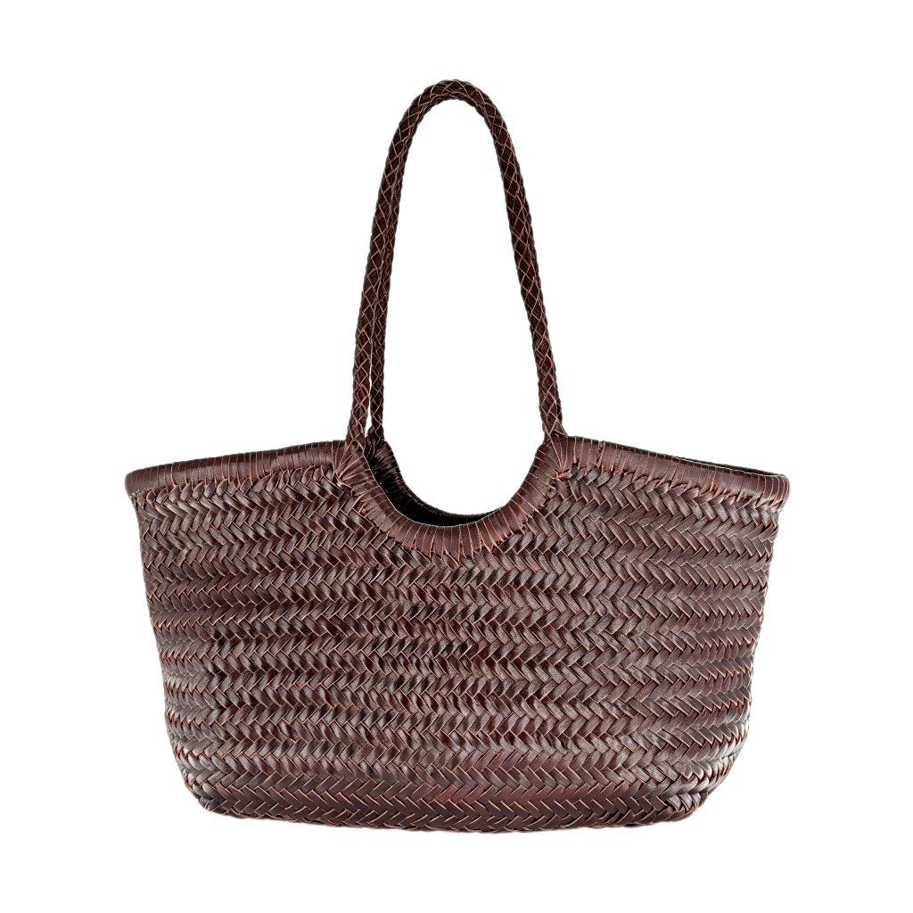 Dark Brown Woven Leather Tote