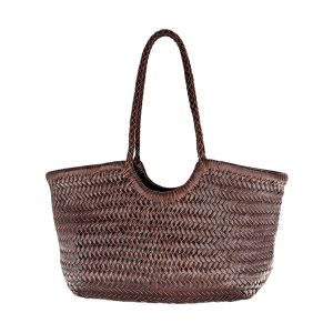Dark Brown Woven Leather Tote