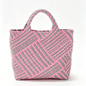 Handwoven Color Block Tote Bag