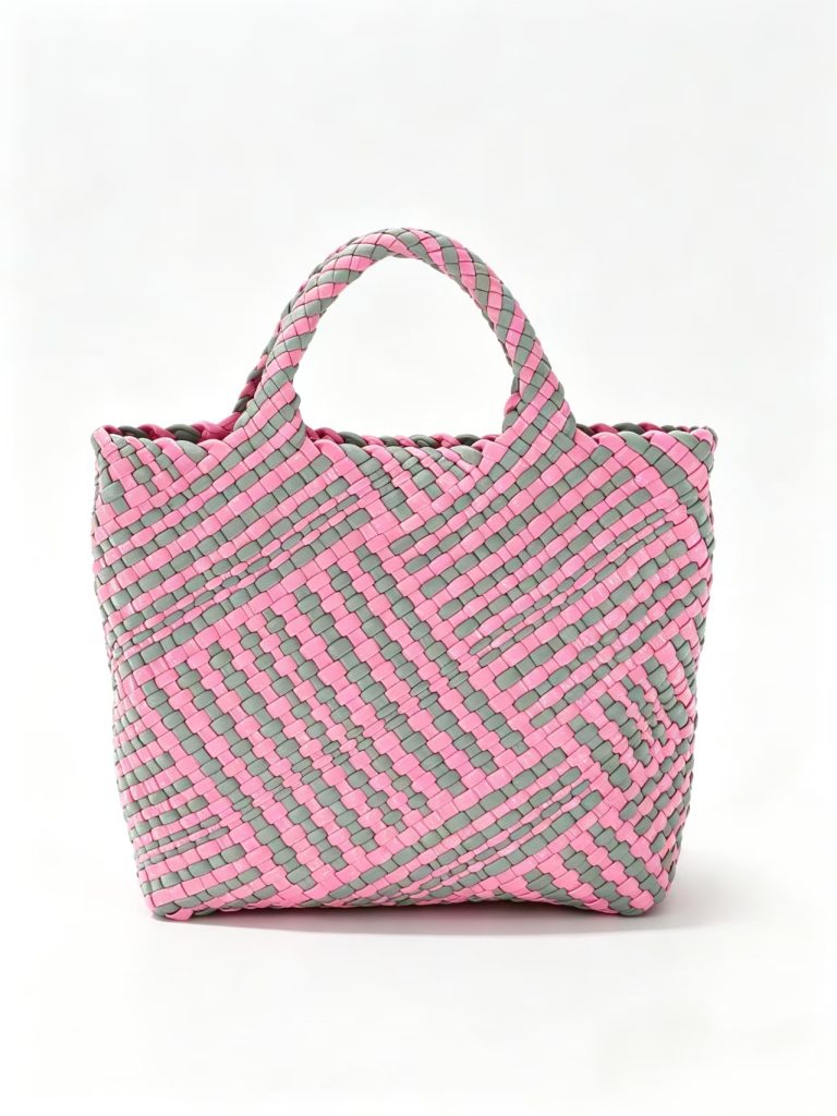 Handwoven Color Block Tote Bag
