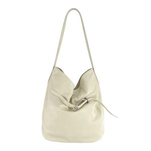 Soft Genuine Leather Drawstring Hobo Bag