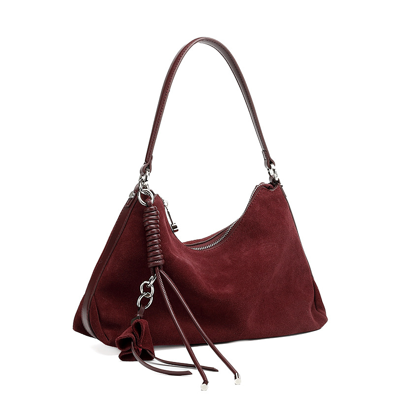 Suede Vintage Hobo Shoulder Bag