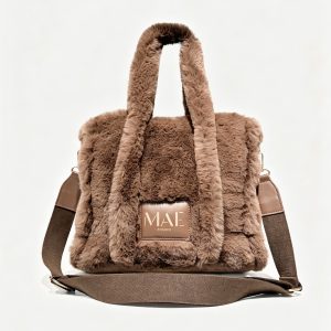 Brown Furry Tote Crossbody Bag