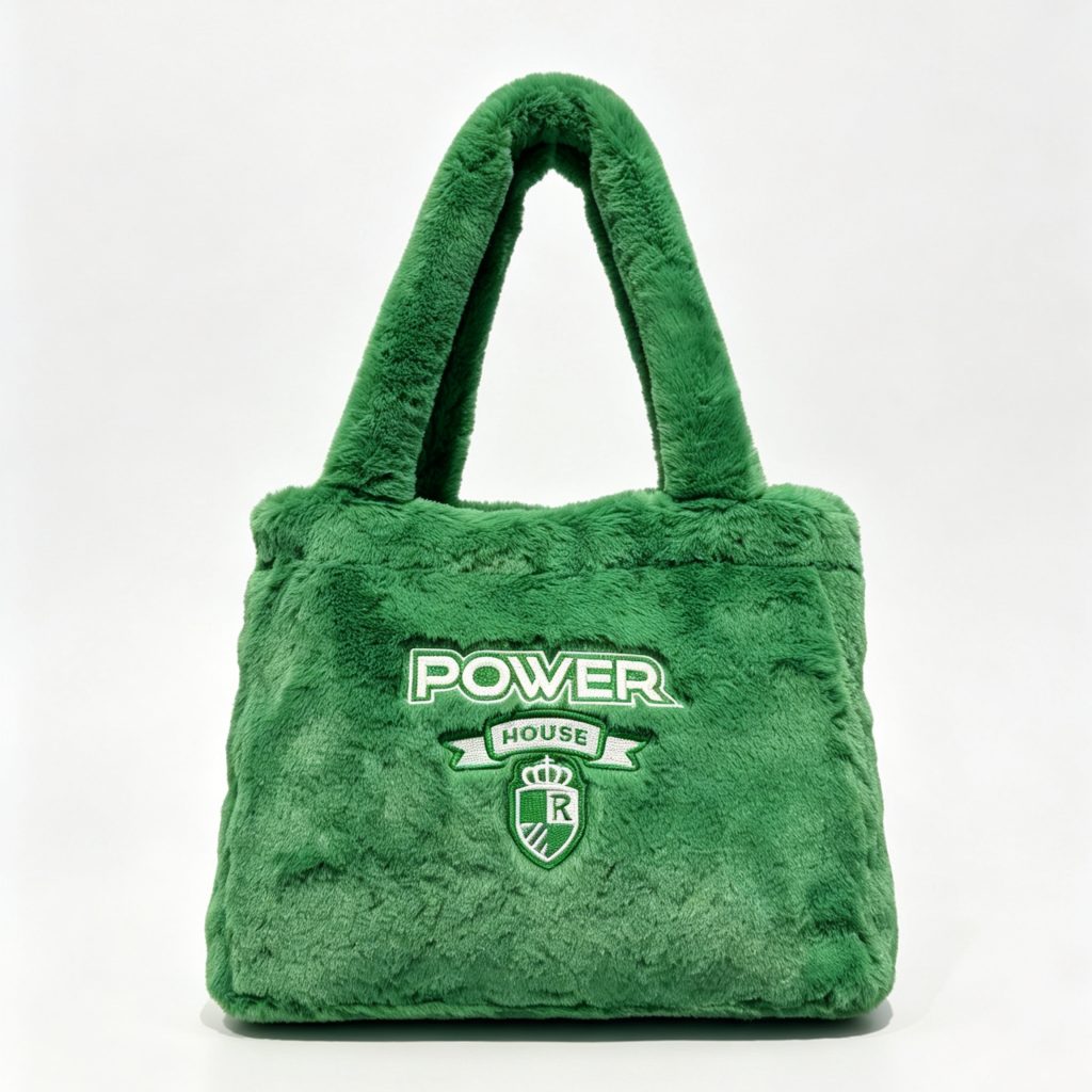 Embroidered Plush Tote Handbag