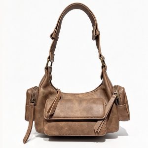 Vintage Multi‑Pocket Shoulder Bag