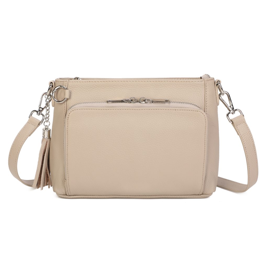 Genuine Leather Multi‑pocket Crossbody Bag