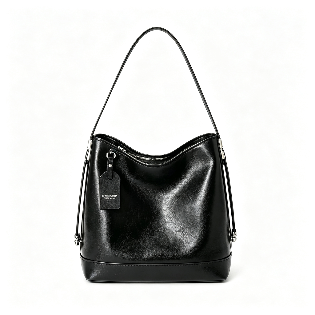 Genuine Leather Bucket Shoulder Bag
