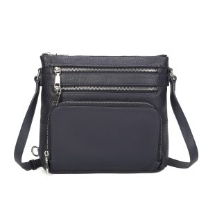 Genuine Leather Multi‑Zipper Crossbody Bag