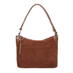 Suede Spliced Leather Hobo Shoulder Bag