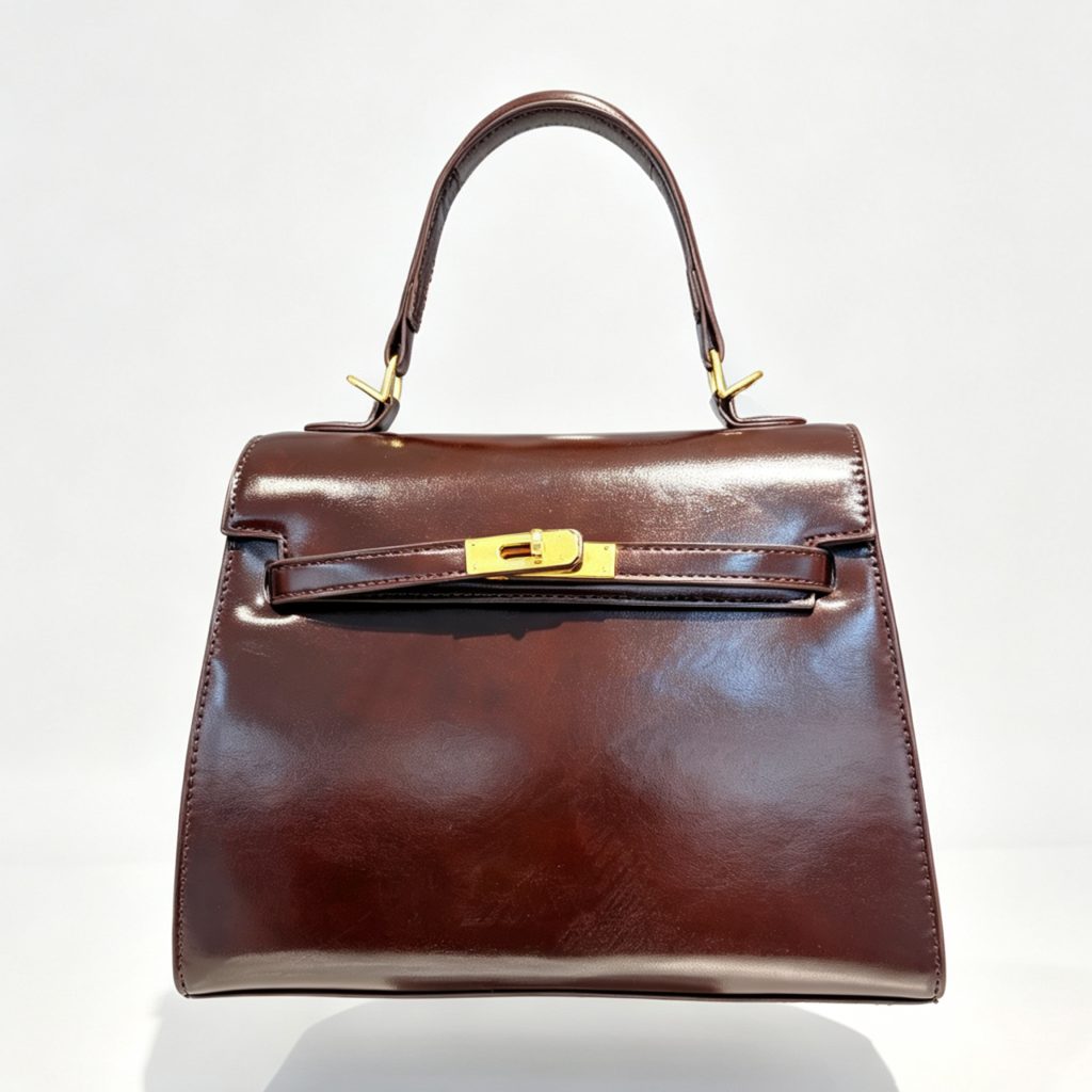 Glossy Leather Structured Handbag