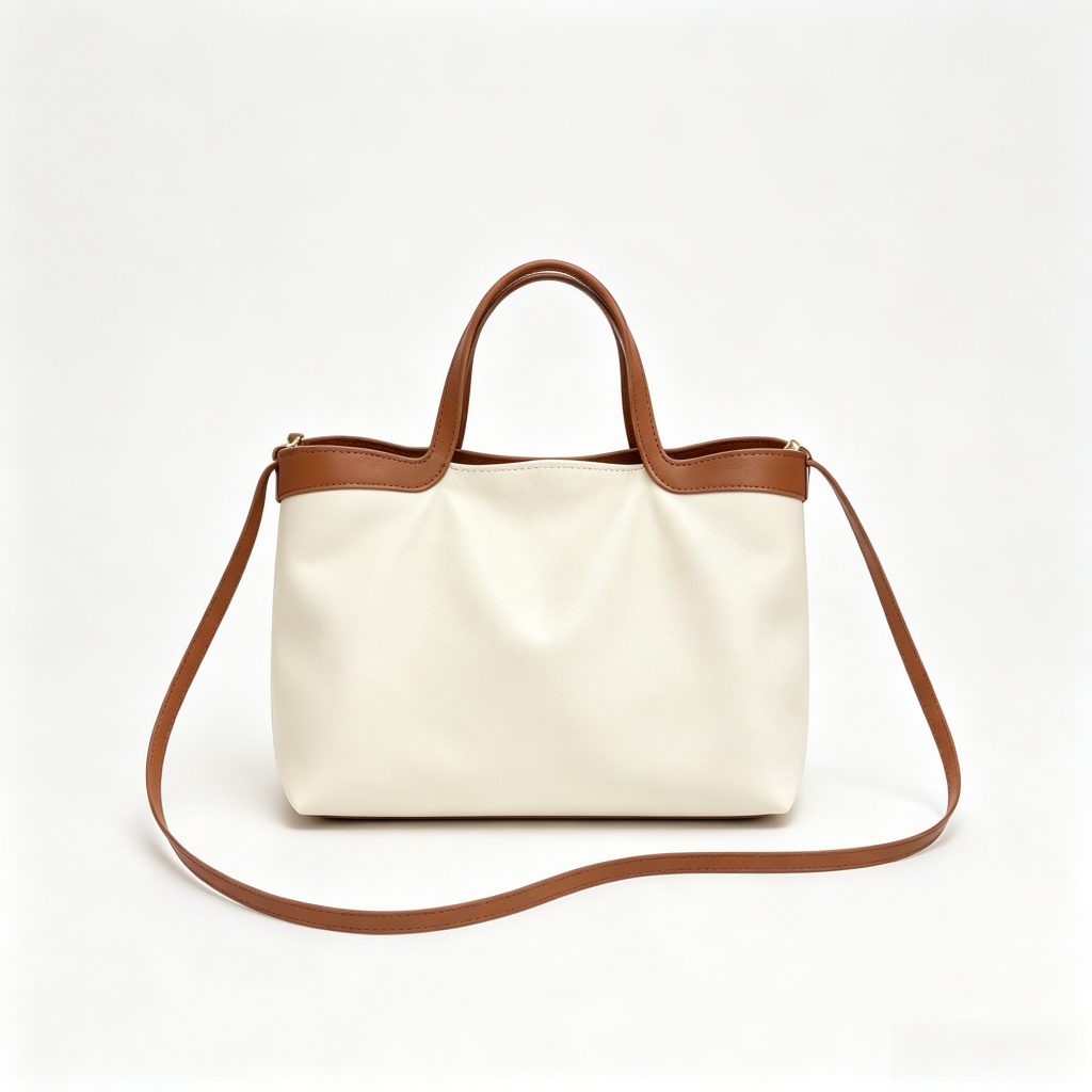 Leather Trim Tote Crossbody Bag