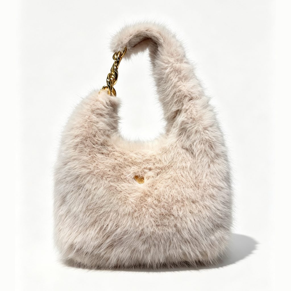 Plush Chain Hobo Shoulder Bag
