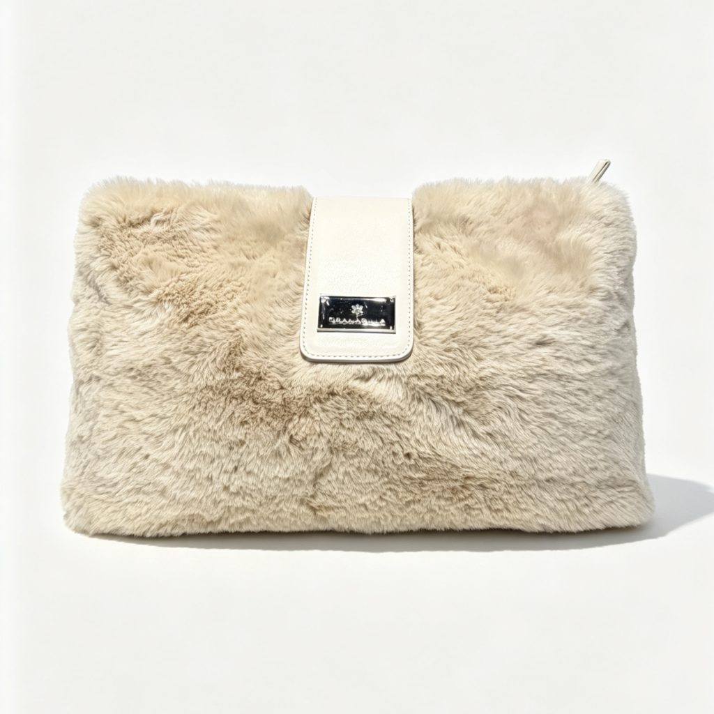 Furry Flap Clutch Bag