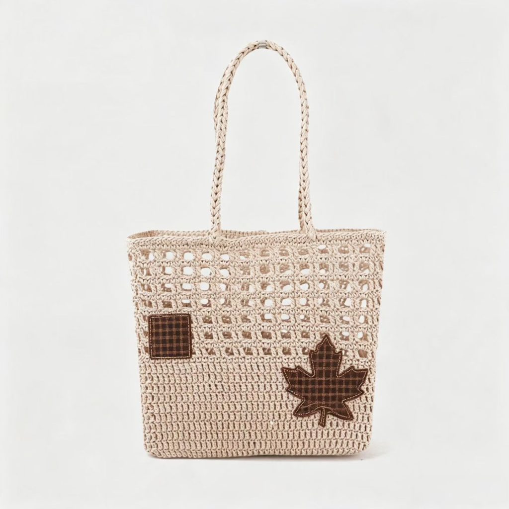Hollow‑Woven Patchwork Tote Bag