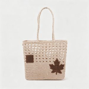 Hollow‑Woven Patchwork Tote Bag