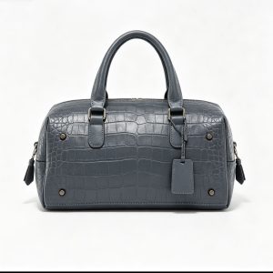 Crocodile Embossed Boston Handbag
