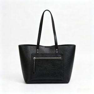 Large Front‑Pocket Leather Tote Bag